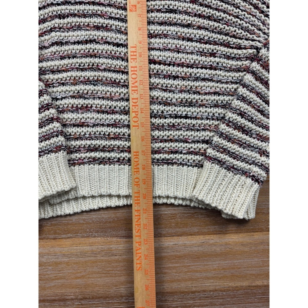 Heartloom Women's Striped Knit Sweater Cream Red Casual Cozy Medium - Picture 4 of 6